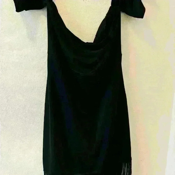 Rosanna black bottom fringe silky material dress - Picture 4 of 8